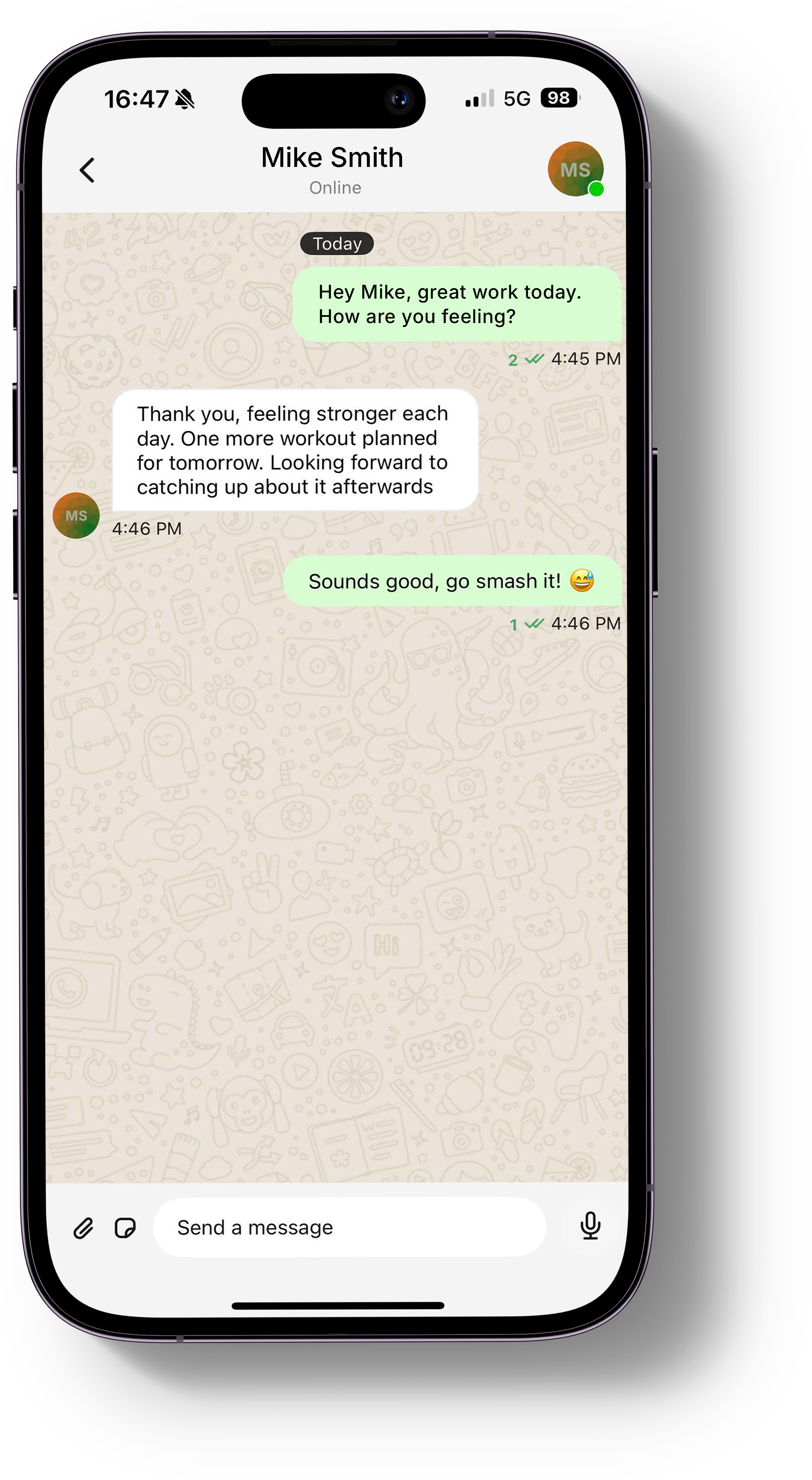 Support area of the app