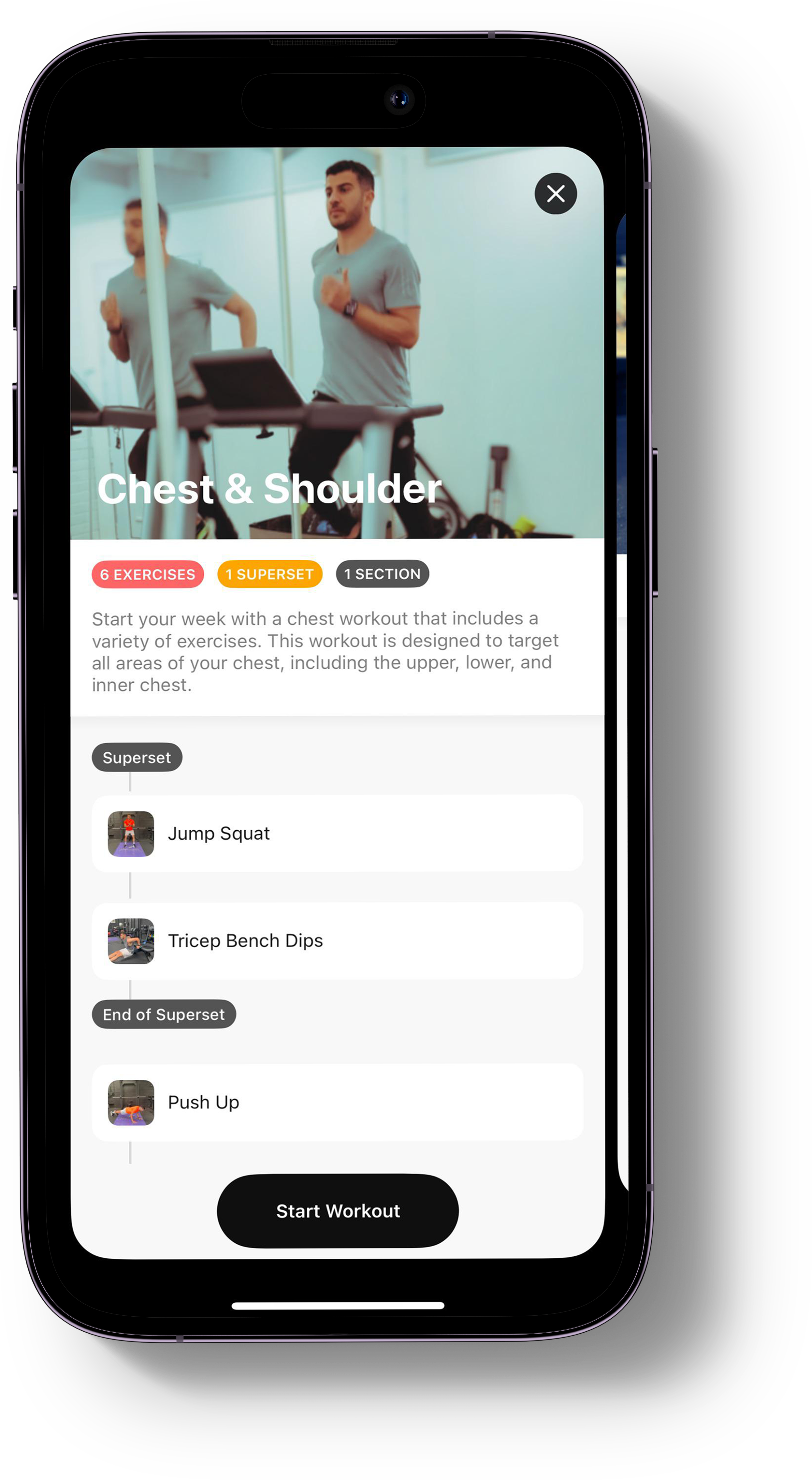 workout plan app screen